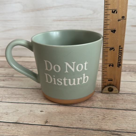Threshold Stoneware ‘Do Not Disturb’ Mint & Tan Coffee Tea Mug Cup -16 oz- NEW - Picture 4 of 5